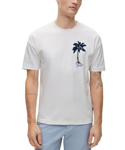 BOSS Men's Oversized-Fit Interlock-Cotton Applique Artwork T-shirt White $55.30 T-Shirts