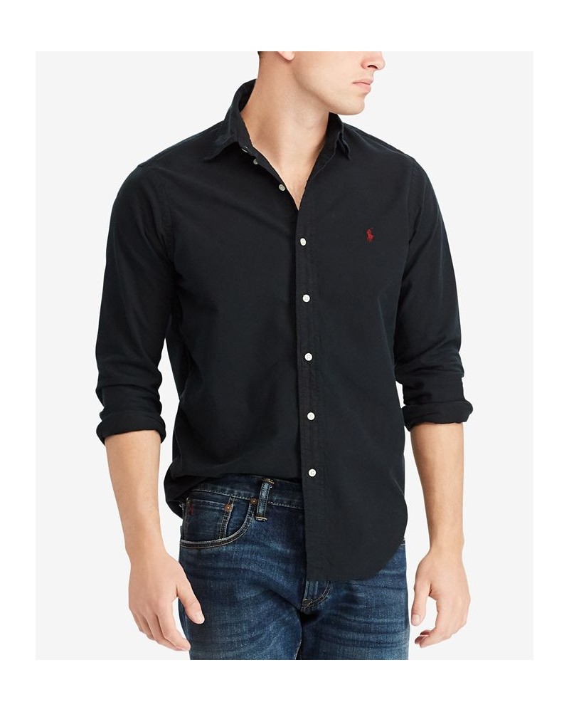 Men's Garment-Dyed Oxford Shirt Polo Black $63.45 Shirts