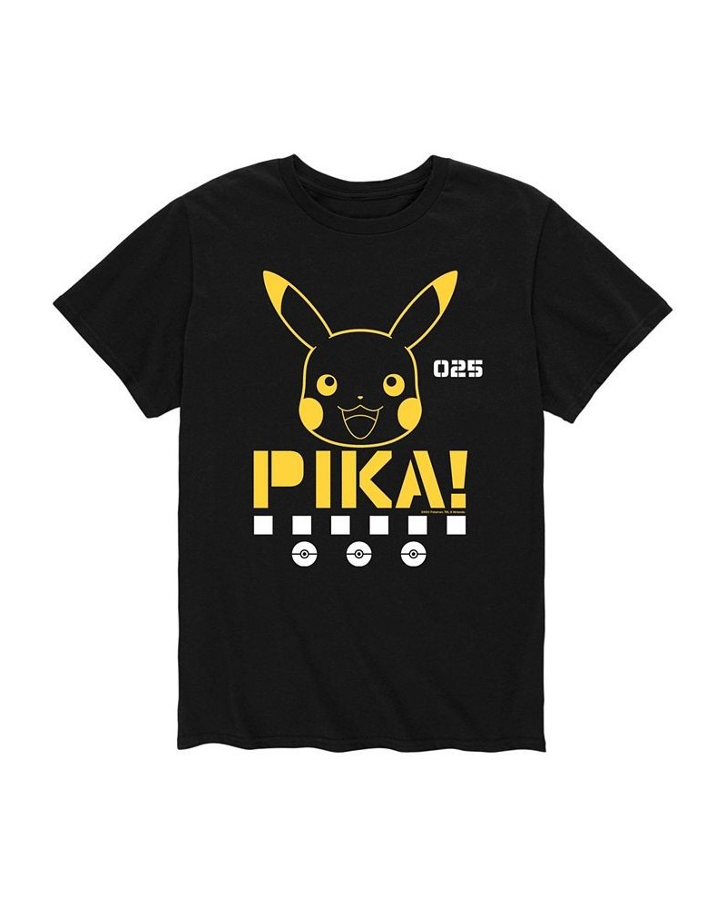 Men's Pokemon Pika T-shirt Black $17.15 T-Shirts