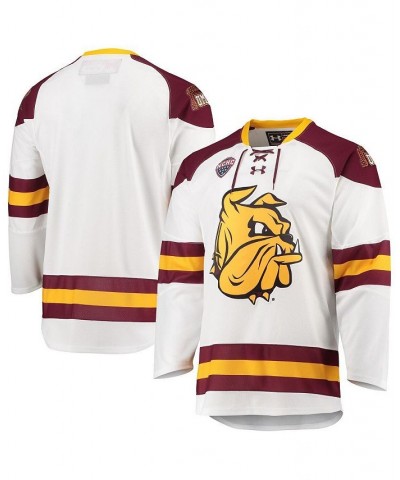 Men's White Minnesota Duluth Bulldogs Replica Hockey Jersey $61.10 Jersey