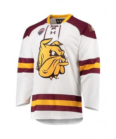 Men's White Minnesota Duluth Bulldogs Replica Hockey Jersey $61.10 Jersey