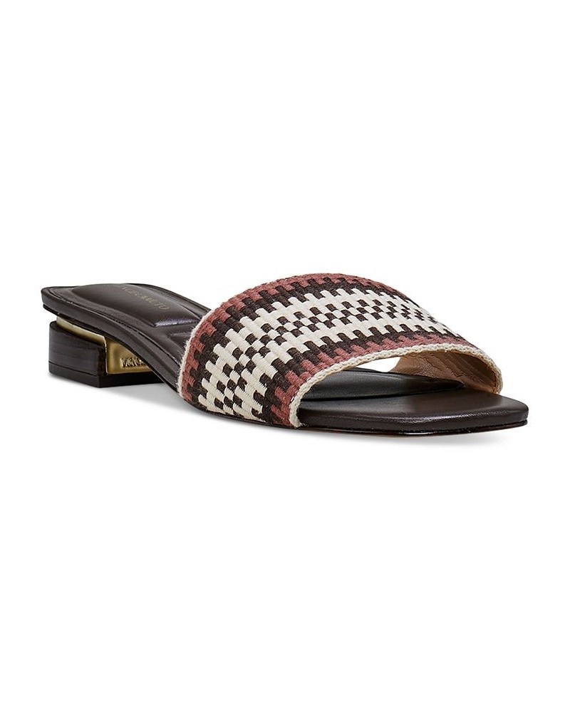Cheleahs Woven Block-Heel Slide Sandals Brown $45.60 Shoes