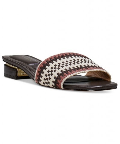 Cheleahs Woven Block-Heel Slide Sandals Brown $45.60 Shoes