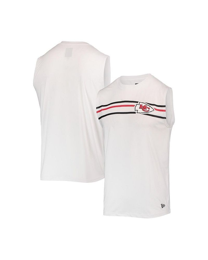 Men's White Kansas City Chiefs Brushed Sleeveless Tank Top $22.35 T-Shirts